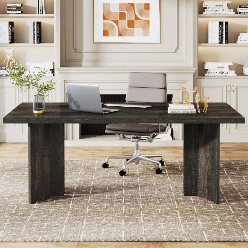 Ahşap Desenli MDF Geniş Dikdörtgen Ofis Masası - 161x81 cm - 325728