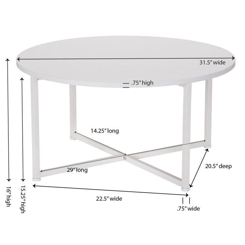 Ahşap Desenli MDF ve Çelik Çapraz Ayaklı Yuvarlak Orta Sehpa - 81 cm - 245734