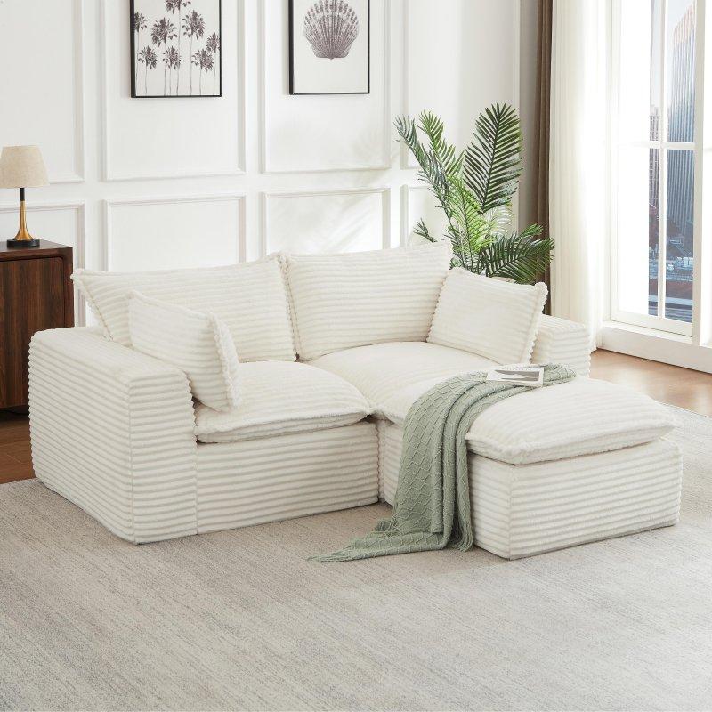 Ahşap Fitilli Kadife 2 Kişilik Modern Bohem Koltuk - 285422