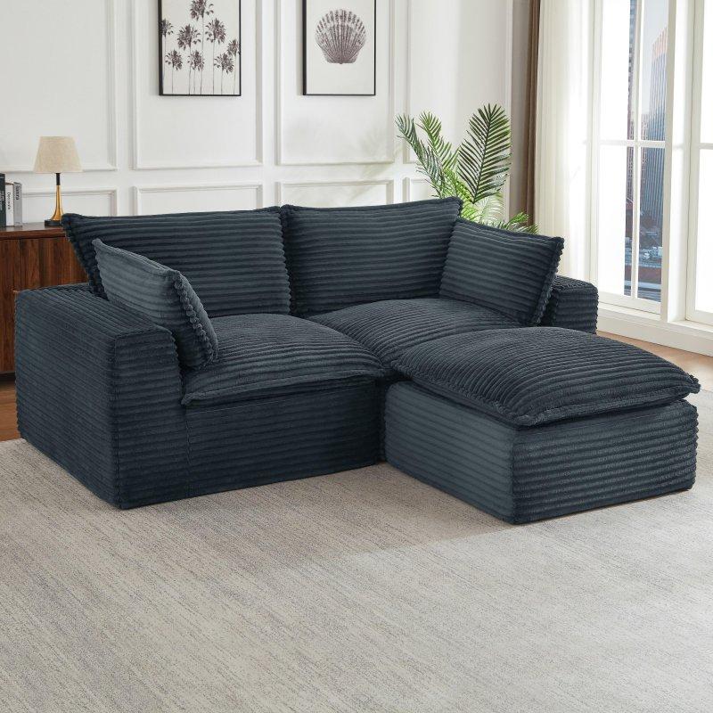 Ahşap Fitilli Kadife 2 Kişilik Modern Bohem Koltuk - 285422