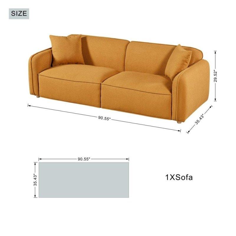 Ahşap İskeletli Polyester Kumaş Derin Oturumlu 3 Kişilik Bohem Koltuk - 286703