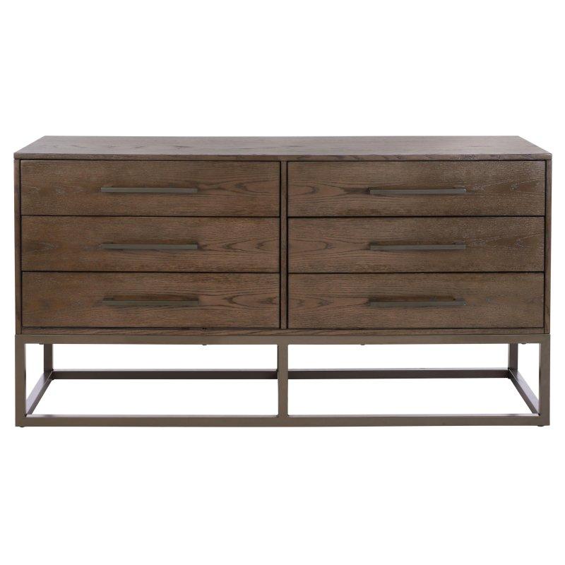 Ahşap Kaplama 6 Çekmeceli Metal Kulplu Şifonyer - 143 cm - 303571