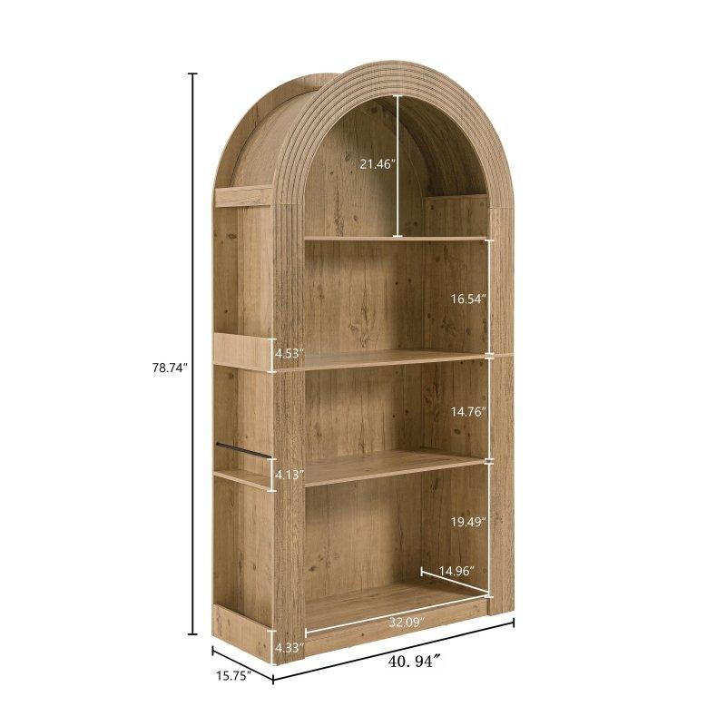 Ahşap Kaplama MDF Kemerli 4 Raflı Kitaplık - 200 cm - 312165
