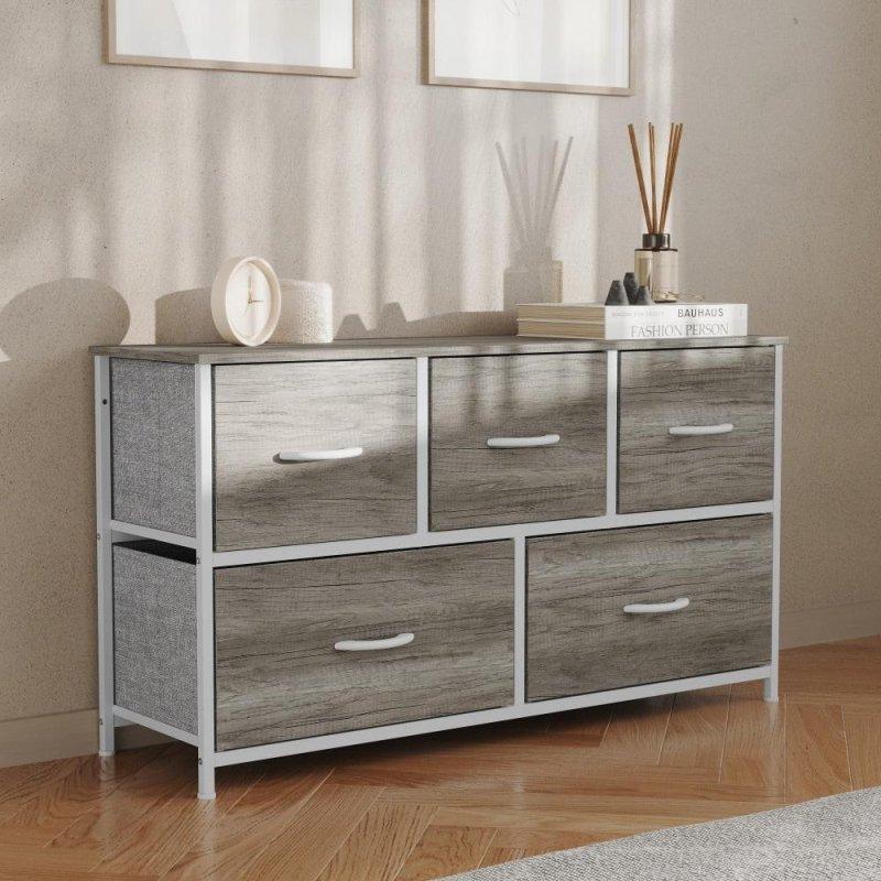 Ahşap Kulplu Metal İskeletli 5 Kumaş Çekmeceli Şifonyer - 307003