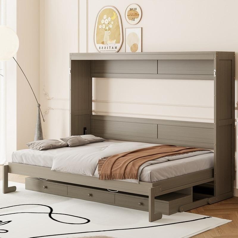 Ahşap Makyaj Masalı ve Depolamalı Hidrolik Queen Size Duvar Yatağı - 265417