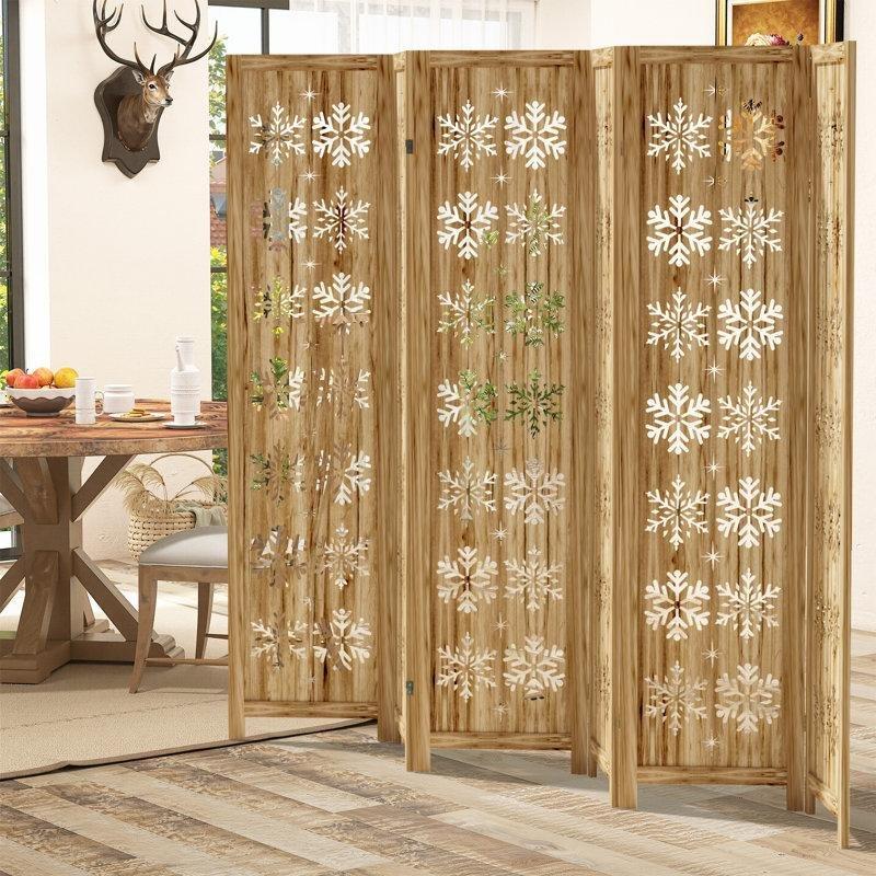 Ahşap MDF Katlanır Çıtalı Paravan - 170x241 cm - 321508