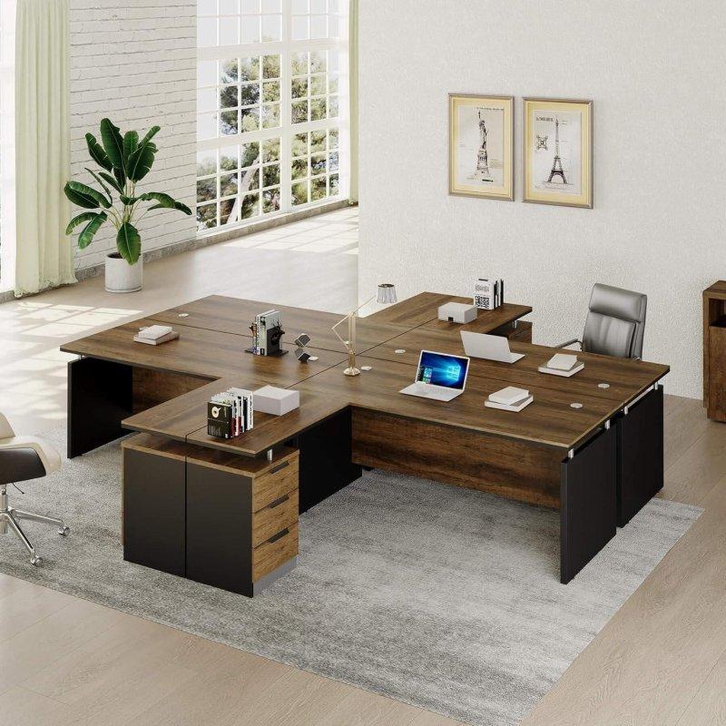 Ahşap Metal 3 Çekmeceli Ters Çevrilebilir L Tipi Ofis Masası - 161 cm - 327892