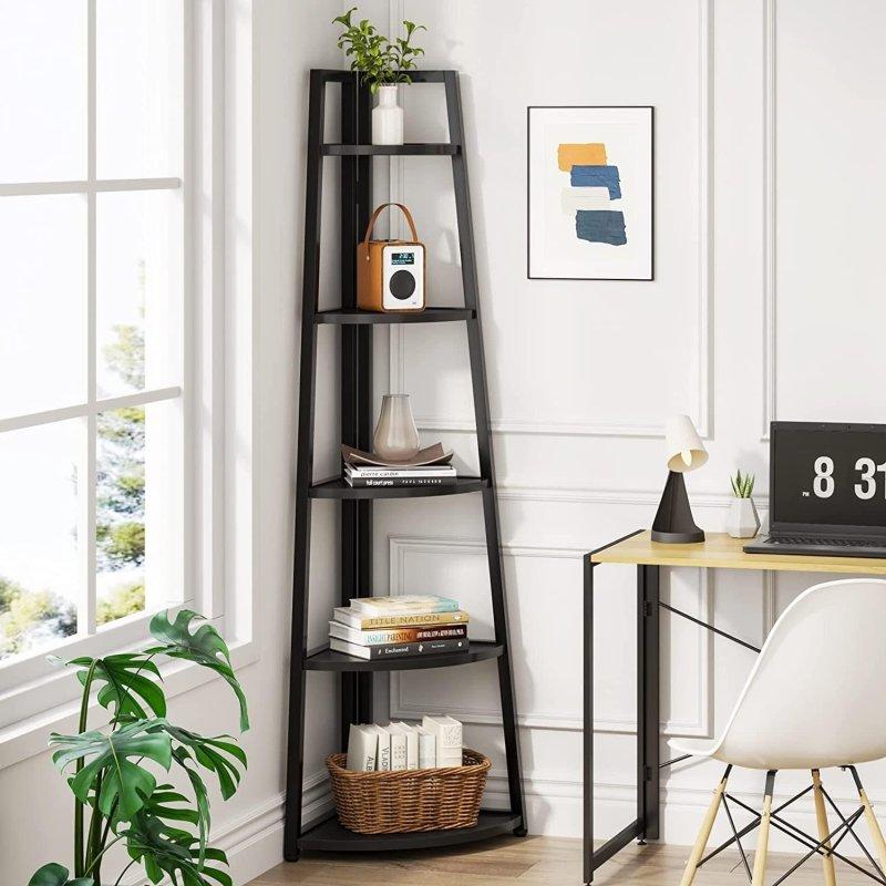 Ahşap Metal 5 Raflı Köşe Kitaplık - 178 cm - 318944