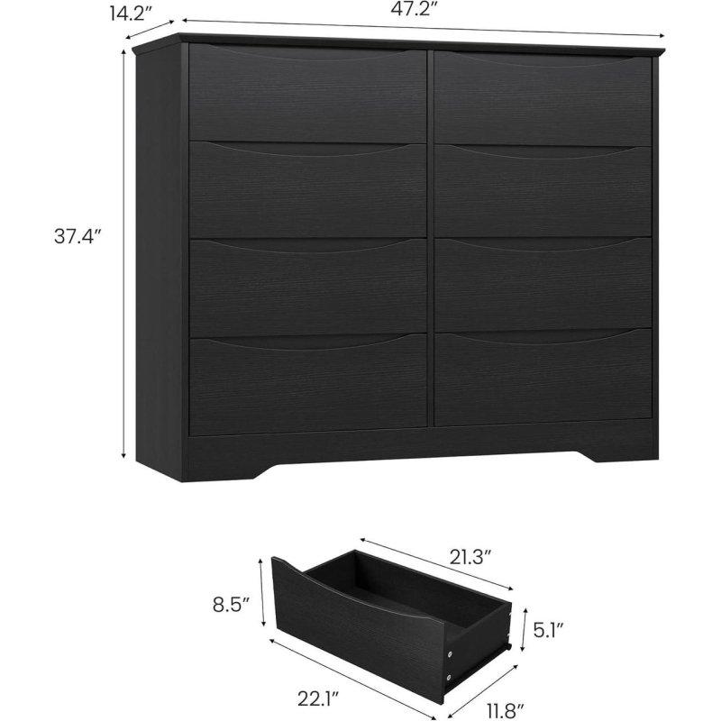 Ahşap Modern 8 Çekmeceli Gizli Kulplu Şifonyer - 305637