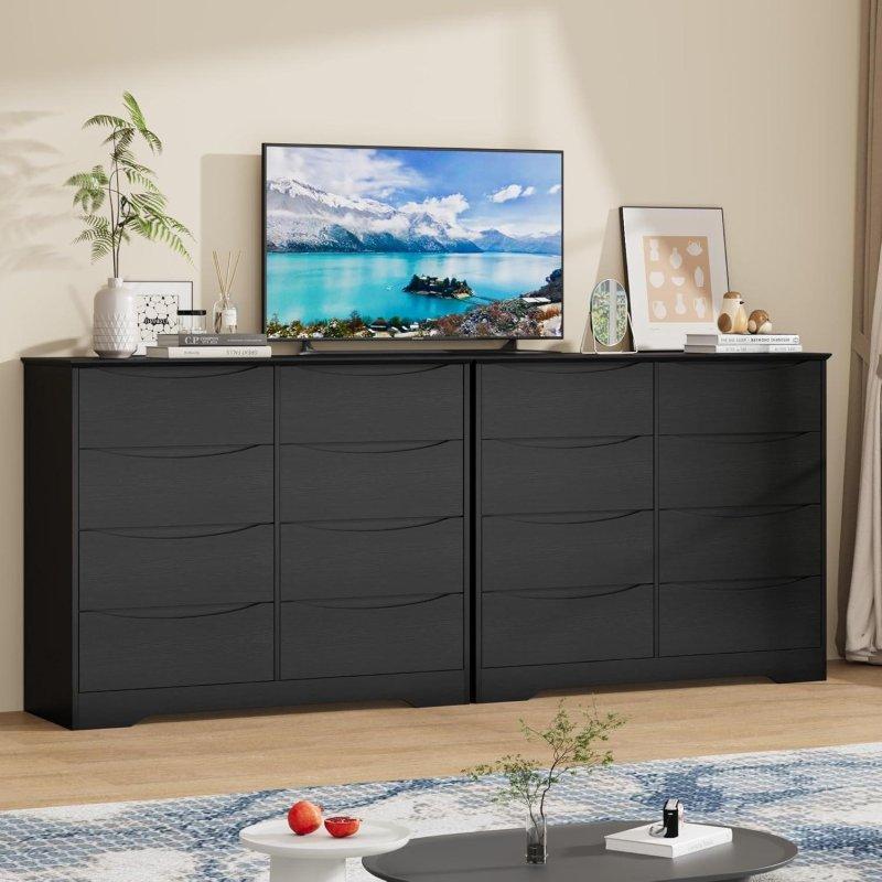 Ahşap Modern 8 Çekmeceli Gizli Kulplu Şifonyer - 305637