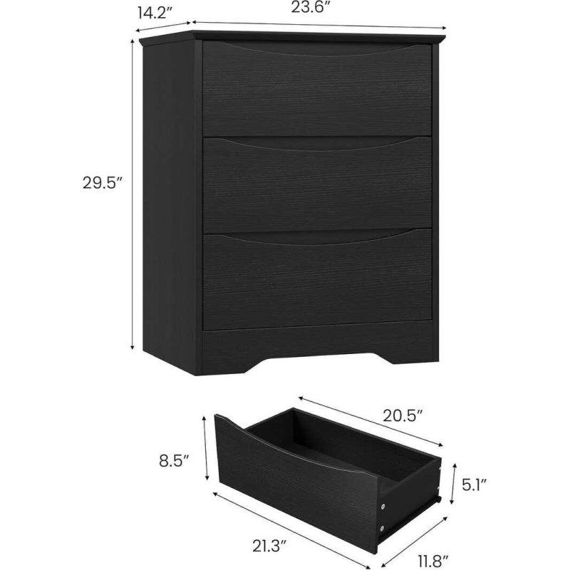 Ahşap Modern Gizli Kulplu 3 Çekmeceli Şifonyer - 301590