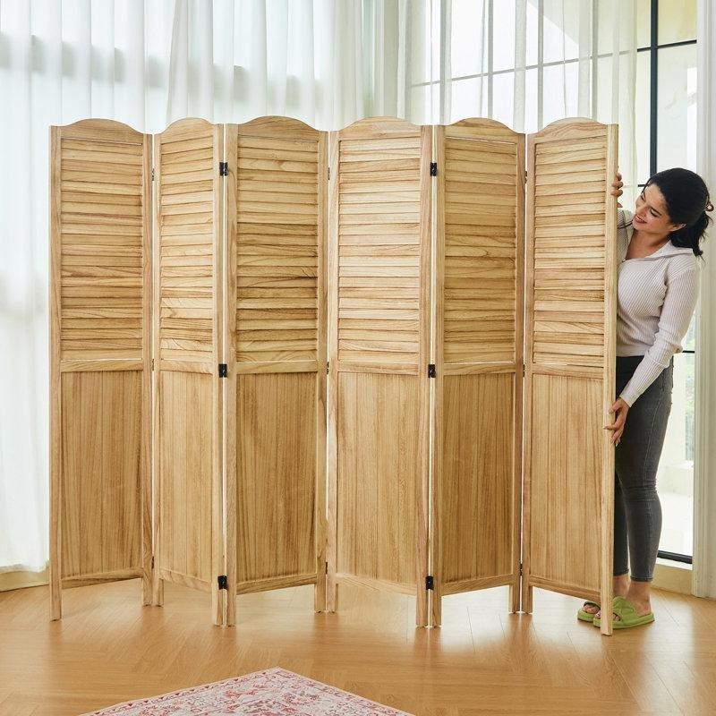 Ahşap Paulownia Katlanır Çıtalı Paravan - 170x160 cm - 321501