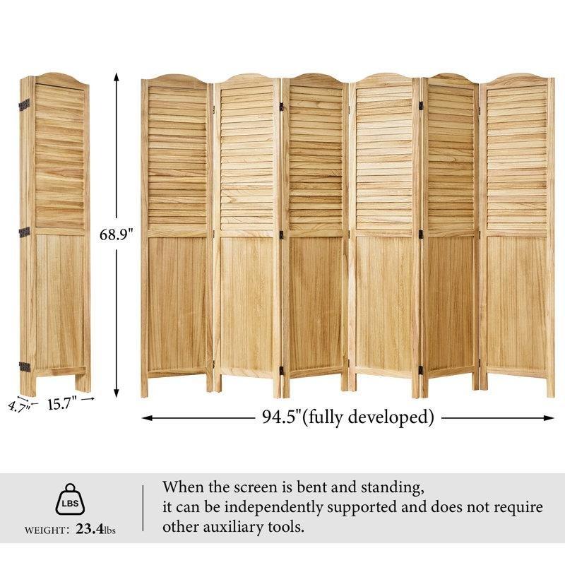 Ahşap Paulownia Katlanır Çıtalı Paravan - 170x160 cm - 321501