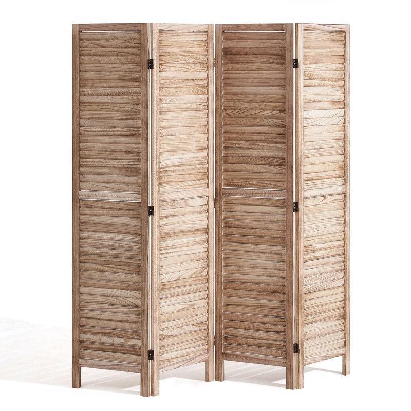 Ahşap Paulownia Katlanır Çıtalı Paravan - 170x163 cm - 321458
