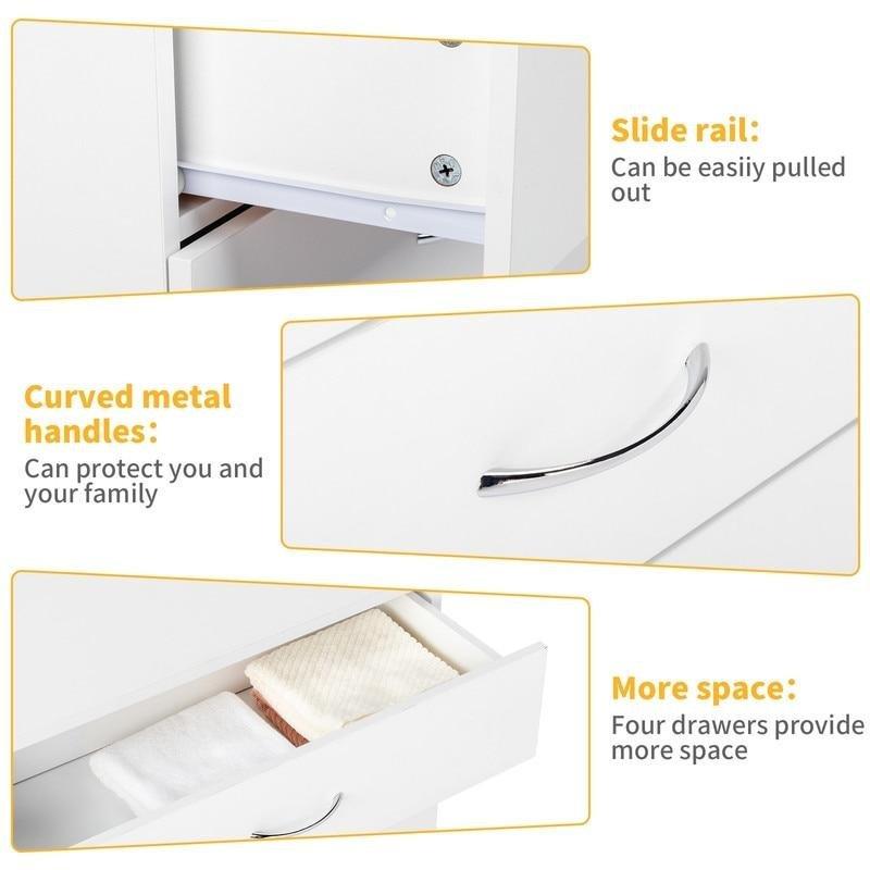 Ahşap Prizli ve USB Portlu 4 Çekmeceli Modern Şifonyer - 66x33x73 cm - 295143