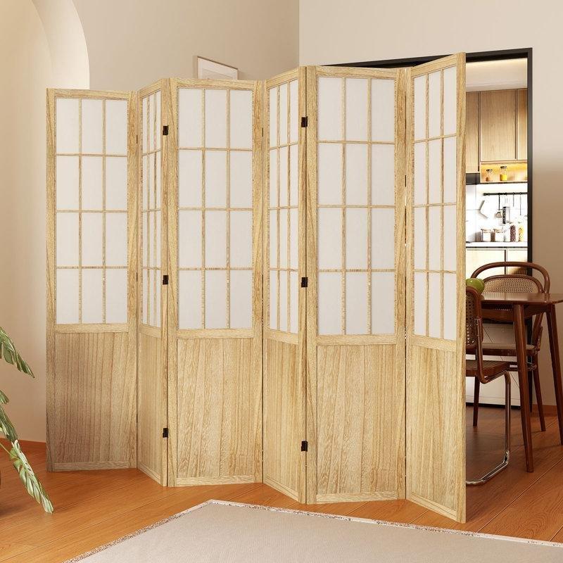 Ahşap Renkli Paulownia Masif Ahşap Katlanır Paravan - 170x40x12 cm - 321051