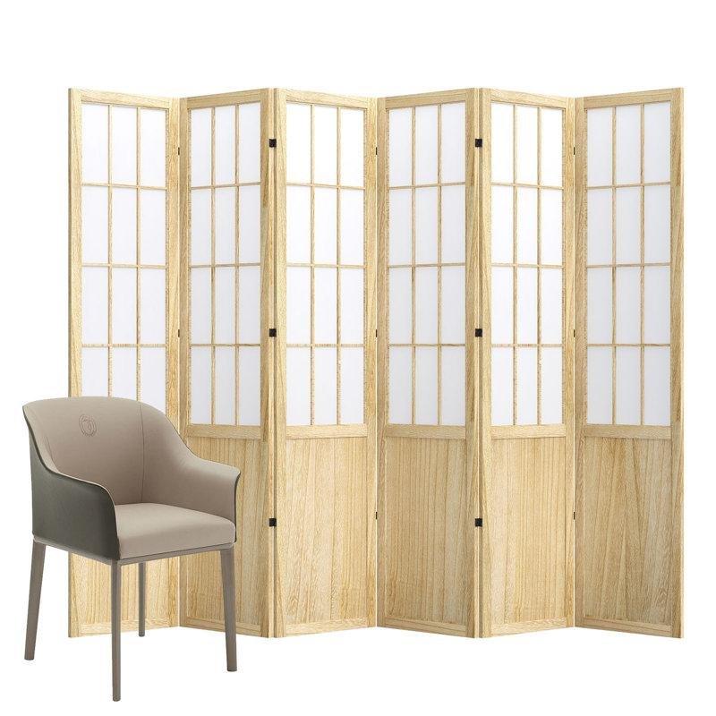 Ahşap Renkli Paulownia Masif Ahşap Katlanır Paravan - 170x40x12 cm - 321051