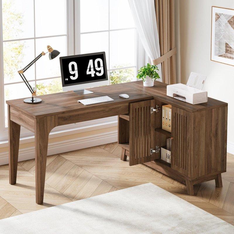 Ahşap Saklama Dolaplı L Tipi Ofis Masası - 145 cm - 326015 Ahşap Saklama Dolaplı L Tipi Ofis Masası - 145 cm - 326015