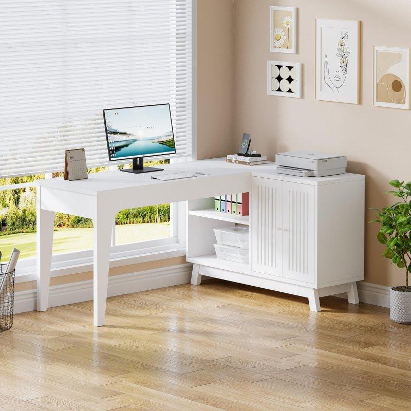 Ahşap Saklama Dolaplı L Tipi Ofis Masası - 145 cm - 327181