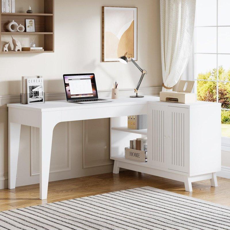 Ahşap Saklama Dolaplı L Tipi Ofis Masası - 145 cm - 327181