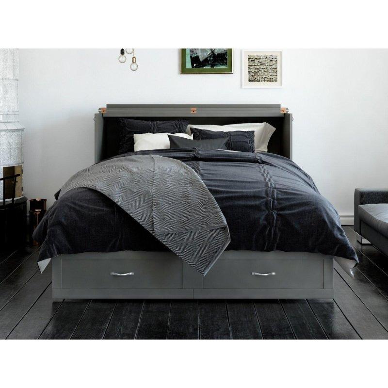 Ahşap Şarj Üniteli Katlanır Çift Kişilik Duvar Yatağı - 159x204 cm - 264099