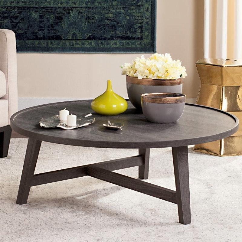 Ahşap Tablalı Demir Ayaklı Yuvarlak Orta Sehpa - 92 cm - 243709