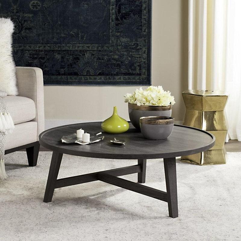 Ahşap Tablalı Demir Ayaklı Yuvarlak Orta Sehpa - 92 cm - 243709