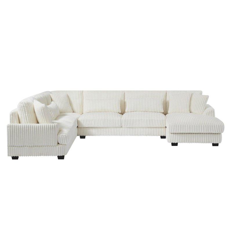 Ahşap U-Şekilli Şezlonglu Fitilli Kumaş Köşe Koltuk - 328x238 cm - 259145