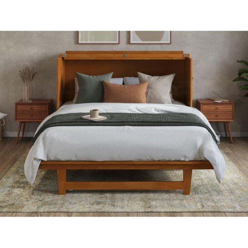 Ahşap USB Portlu Şilteli Sandıklı Duvar Yatağı - 202x159x107 cm - 265254