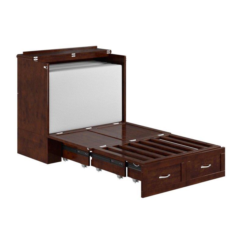 Ahşap USB Şarj İstasyonlu Katlanır Sandık Tipi Duvar Yatağı - Twin XL - 267139