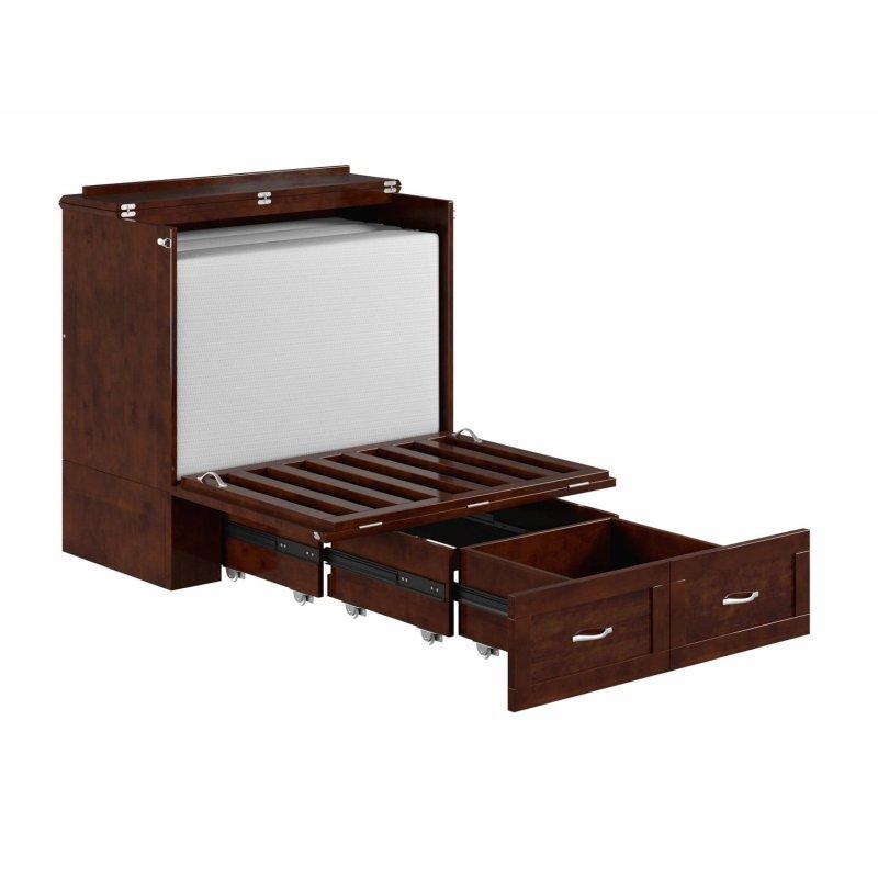 Ahşap USB Şarj İstasyonlu Katlanır Sandık Tipi Duvar Yatağı - Twin XL - 267139