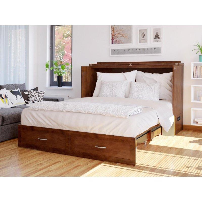 Ahşap USB Şarjlı ve Yataklı Sandık Tipi Duvar Yatağı - 263697