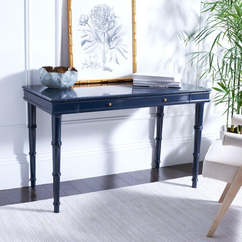 Ahşap ve MDF Bambu Tasarımlı Çekmeceli Ofis Masası - 120x59x74 cm - 327348