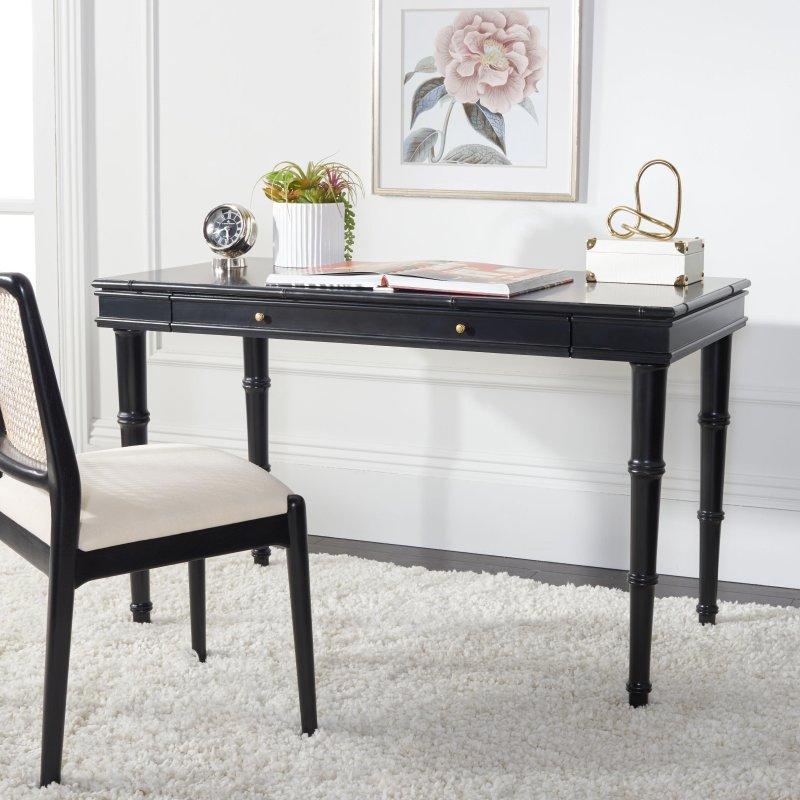 Ahşap ve MDF Bambu Tasarımlı Çekmeceli Ofis Masası - 120x59x74 cm - 327348