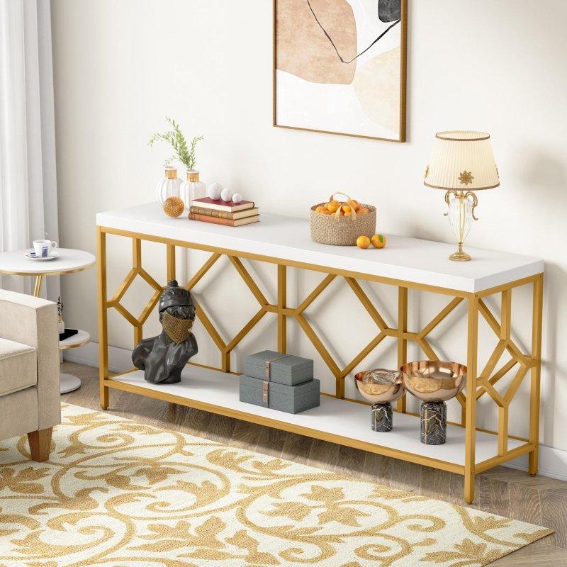 Ahşap ve Metal İki Katlı Geometrik Desenli Dresuar - 180 cm - 332535