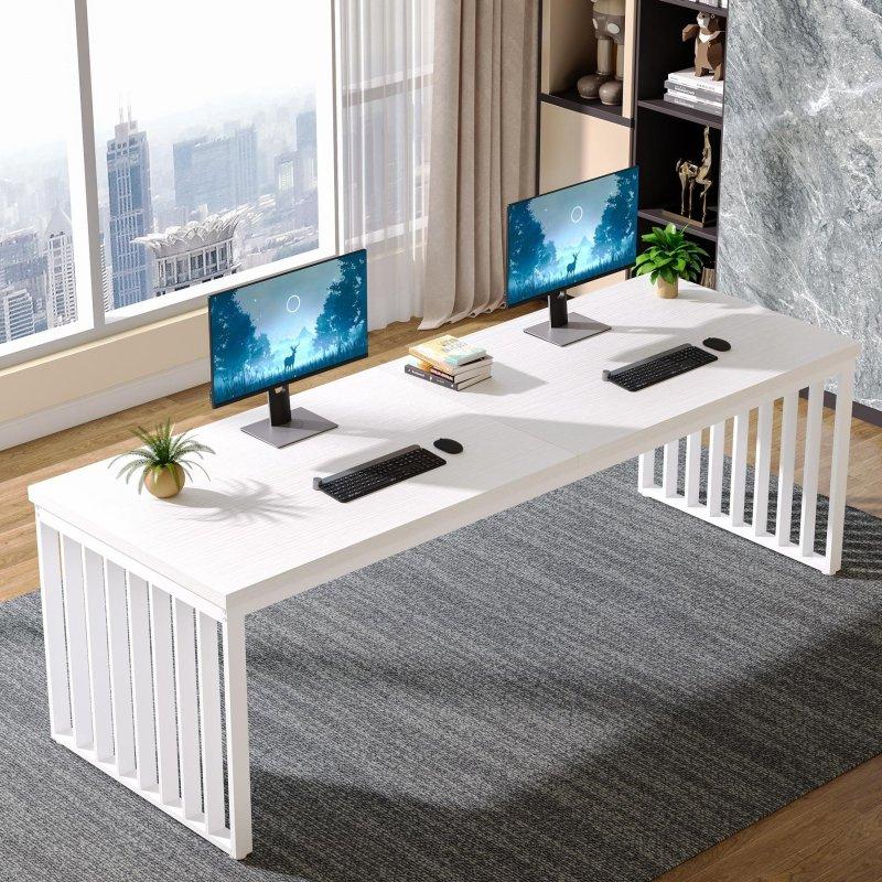 Ahşap ve Metal İki Kişilik Geniş Ofis Masası - 200 cm - 325698