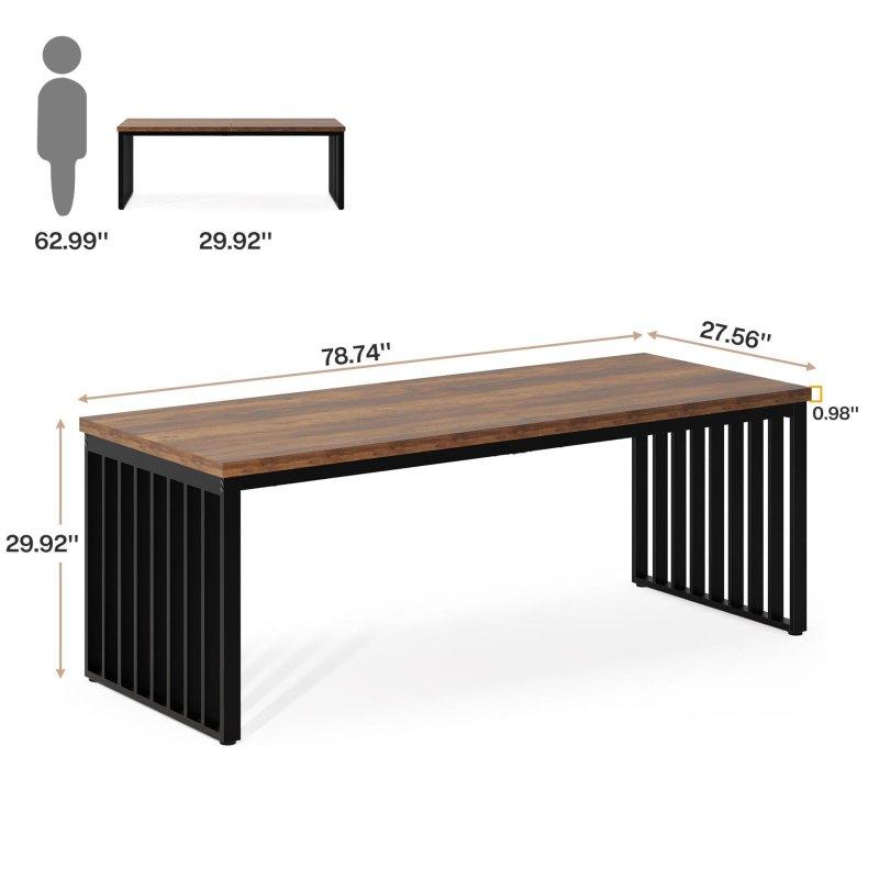 Ahşap ve Metal İki Kişilik Geniş Ofis Masası - 200 cm - 325698