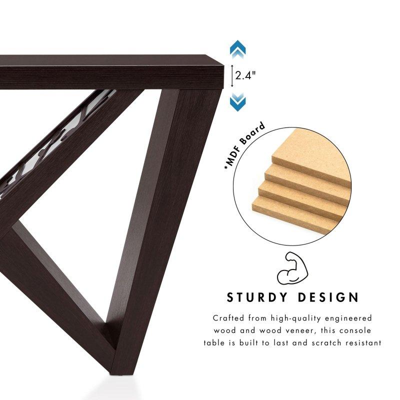 Ahşap W Şeklinde Ayaklı Eğimli Raflı Modern Dresuar - 121 cm - 332697