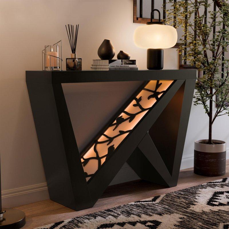 Ahşap W Şeklinde Ayaklı Eğimli Raflı Modern Dresuar - 121 cm - 332697
