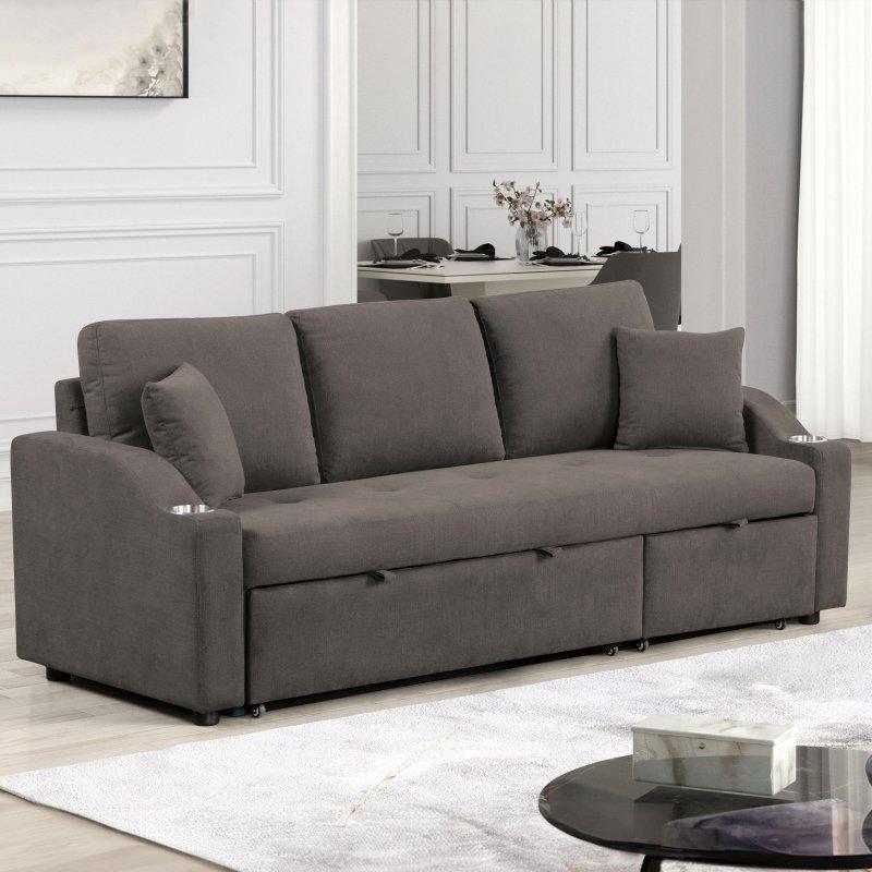 Ahşap Yataklı Bardaklıklı Bisküvi Kapitoneli Bohem Koltuk - 210 cm - 283450