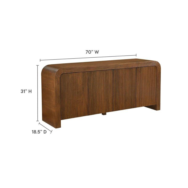 Ahşap Yivli Şelale Tasarım 4 Kapaklı Kitaplık - 178 cm - 319806
