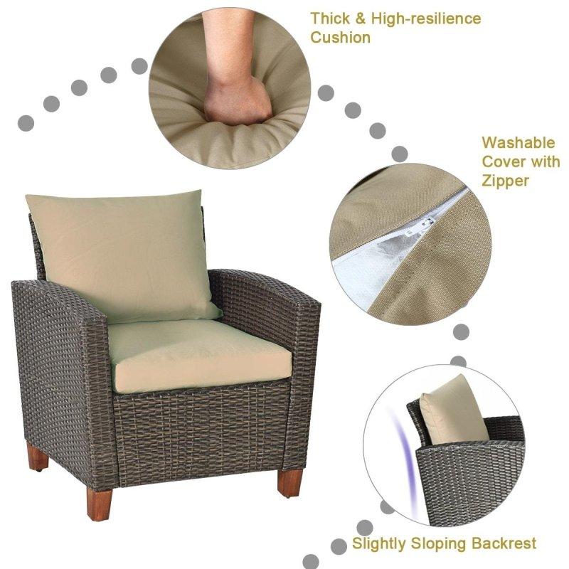 Akasya Ahşap Ayaklı El Örgüsü Rattan Minderli 4 Parça Bahçe Takımı - 275932