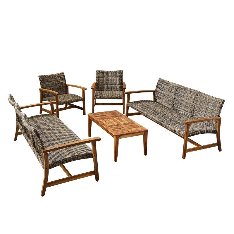 Akasya Ahşap ve Rattan 5 Parça Bahçe Takımı - 270542
