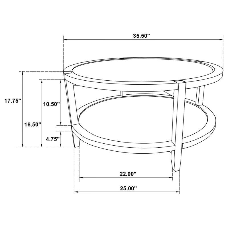 Akçaağaç Kahverengi Masif Kauçuk Ağacı Raflı Yuvarlak Orta Sehpa - Ø91 cm - 243456