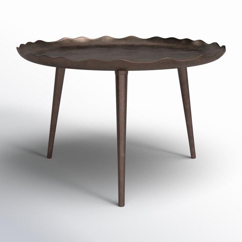 Alüminyum El Yapımı Dalgalı Kenarlı Yuvarlak Orta Sehpa - 65x40 cm - 245335