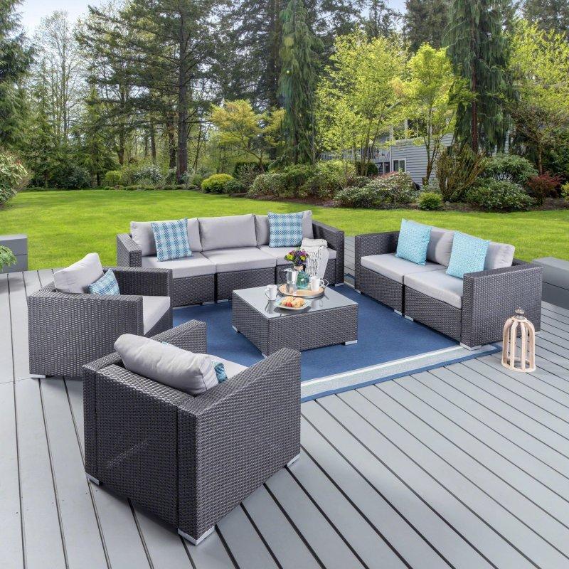 Alüminyum İskeletli Rattan Minderli 8 Parça Modüler Bahçe Takımı - 268859