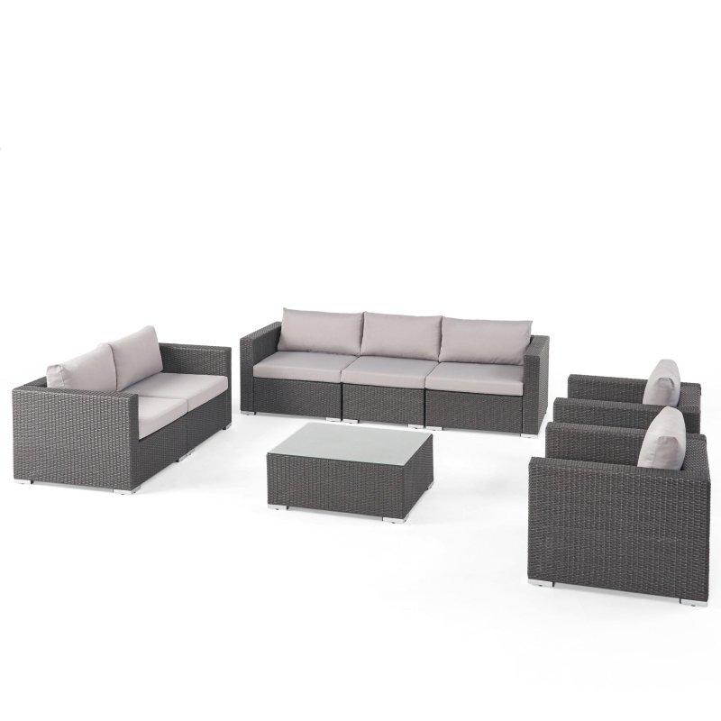 Alüminyum İskeletli Rattan Minderli 8 Parça Modüler Bahçe Takımı - 268859