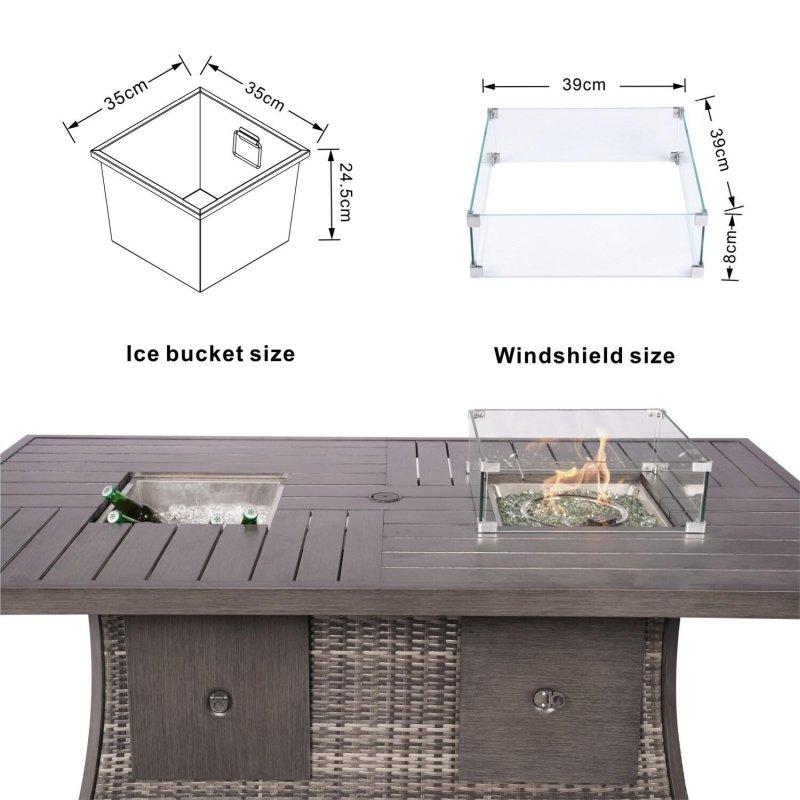 Alüminyum Rattan Ateş Çukurlu ve Buz Kovalı 8 Kişilik Bahçe Takımı - 274762