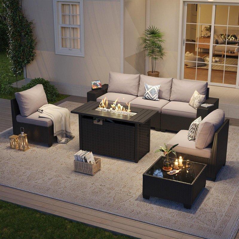 Alüminyum Rattan Yüksek Sırtlı Kalın Minderli Bahçe Takımı - 267256