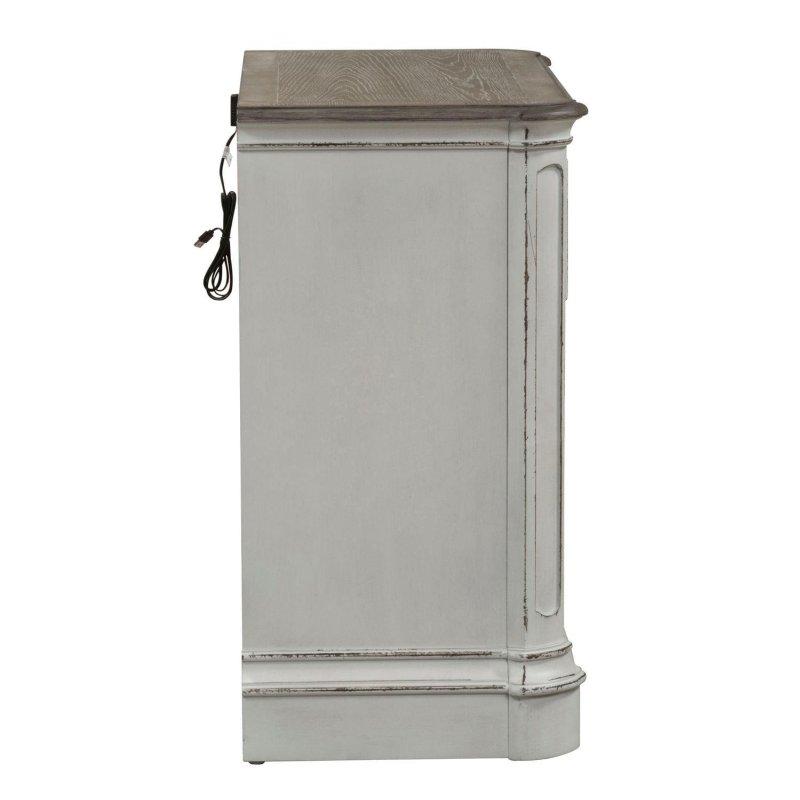 Antik Beyaz Masif Ahşap 3 Çekmeceli ve USB Şarj İstasyonlu Şifonyer - 92x46x87 cm - 298086